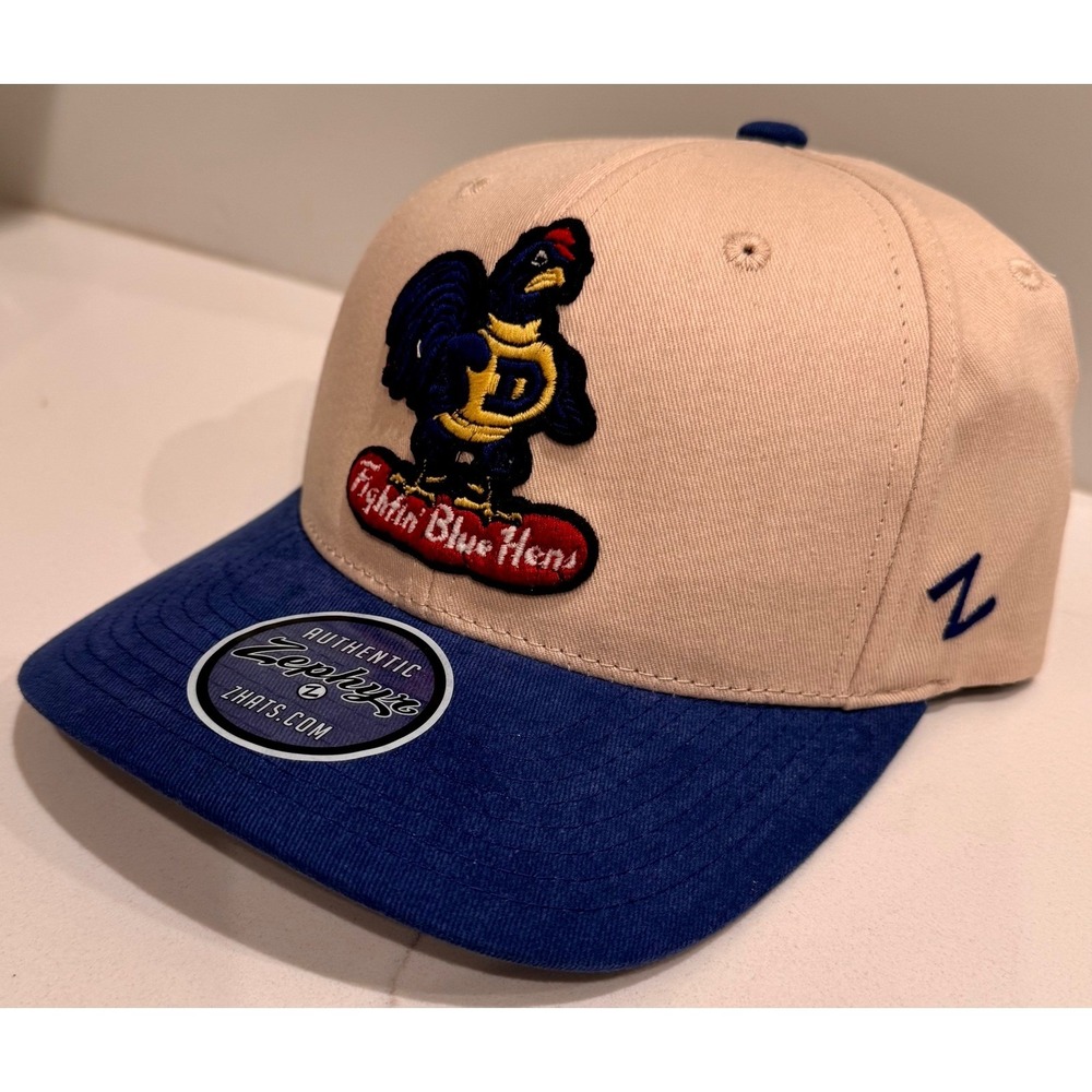 Zephyr Delaware Fightin Blue Hens College Vault Snapback Hat Tan Blue OSFM NEW - Picture 2 of 8